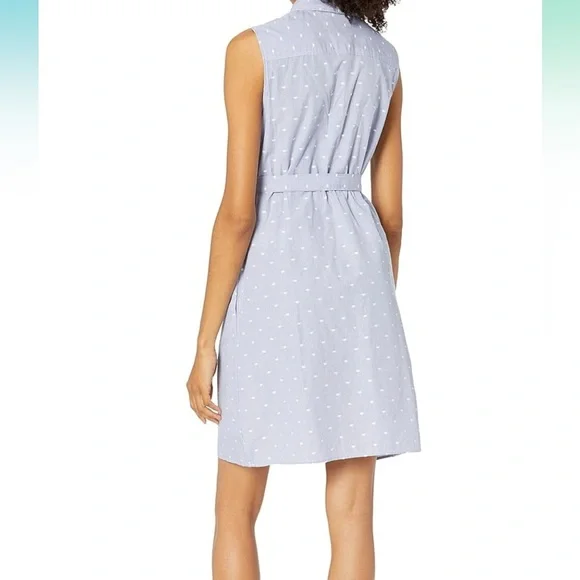 Tommy Hilfiger Classic Button Down Collared Sun Dress Sz 8 Blue Polka Dot White - Picture 4 of 12